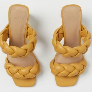 Mustard Braided strap sandal heels